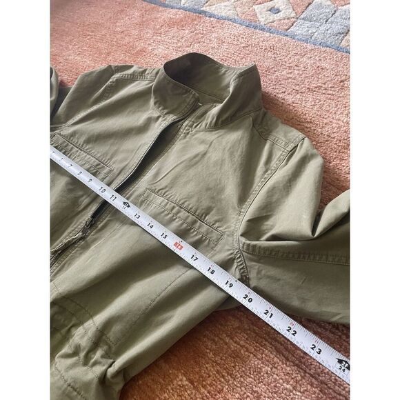 J.Crew Olive Utility Jacket L Zip Front Drawstring Waist 100% Cotton  Fits M - Picture 3 of 10